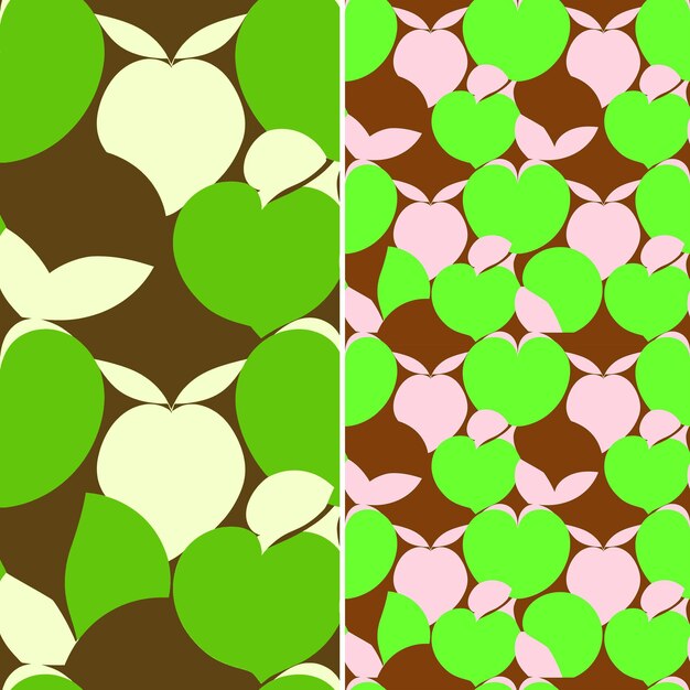 PSD a set of different green and pink hearts