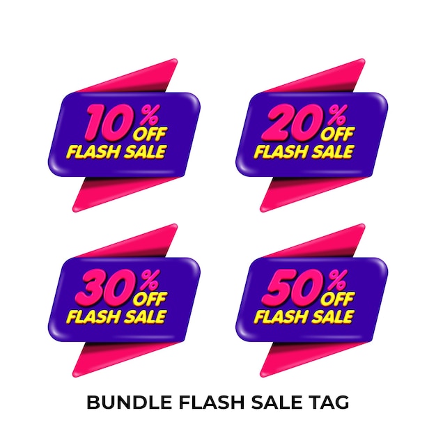 PSD a set of different items for a bundle of flash sale purple pink yellow 10 20 30 50