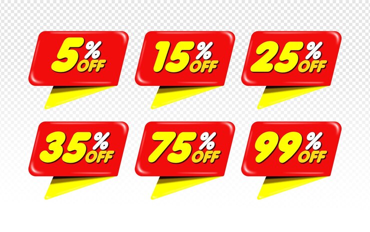 PSD a set of different items for a bundle of flash sale red yellow 5 15 25 35 75 99