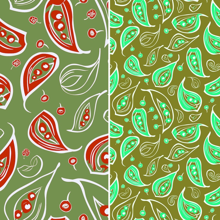 PSD a set of different patterns with different colored leaves and flowers