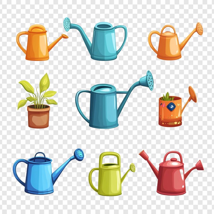 PSD 植物や花を持つさまざまなポットとポットのセット