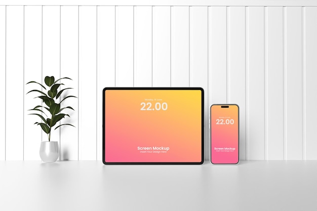 PSD set of digital devices screen mockup presentation