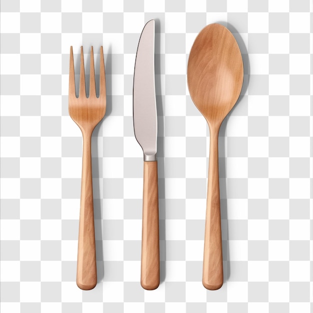 Set of dinner fork spoon and knife transparency background psd