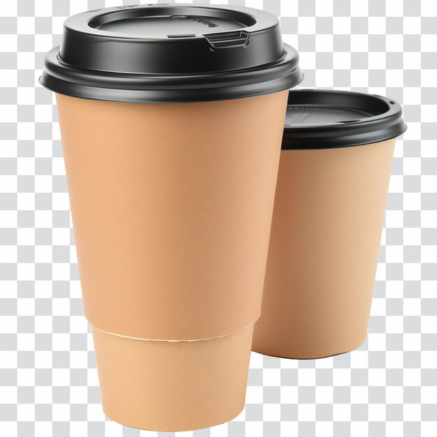 PSD set of disposable paper coffee cups isolated on transparent