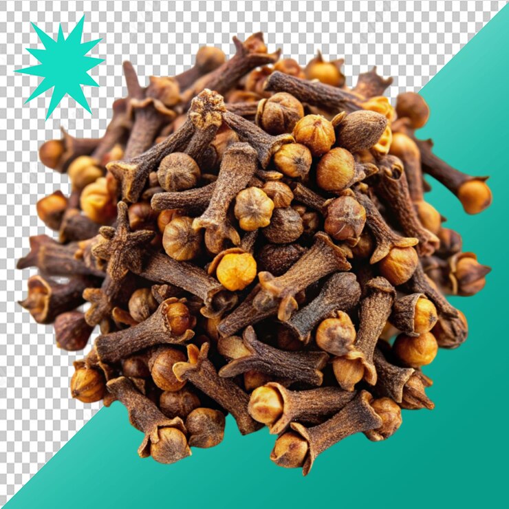 PSD set dried cloves on transparent background