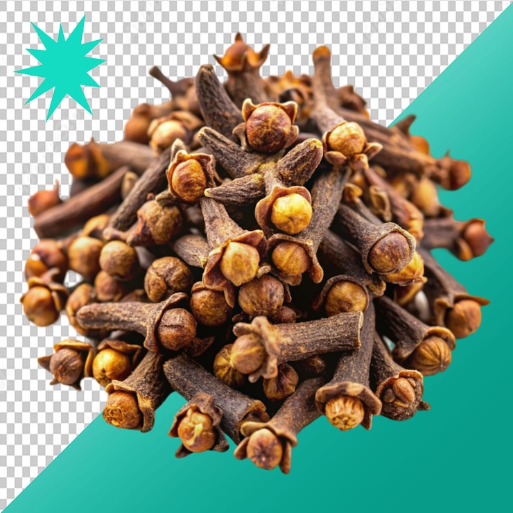 PSD set dried cloves on transparent background