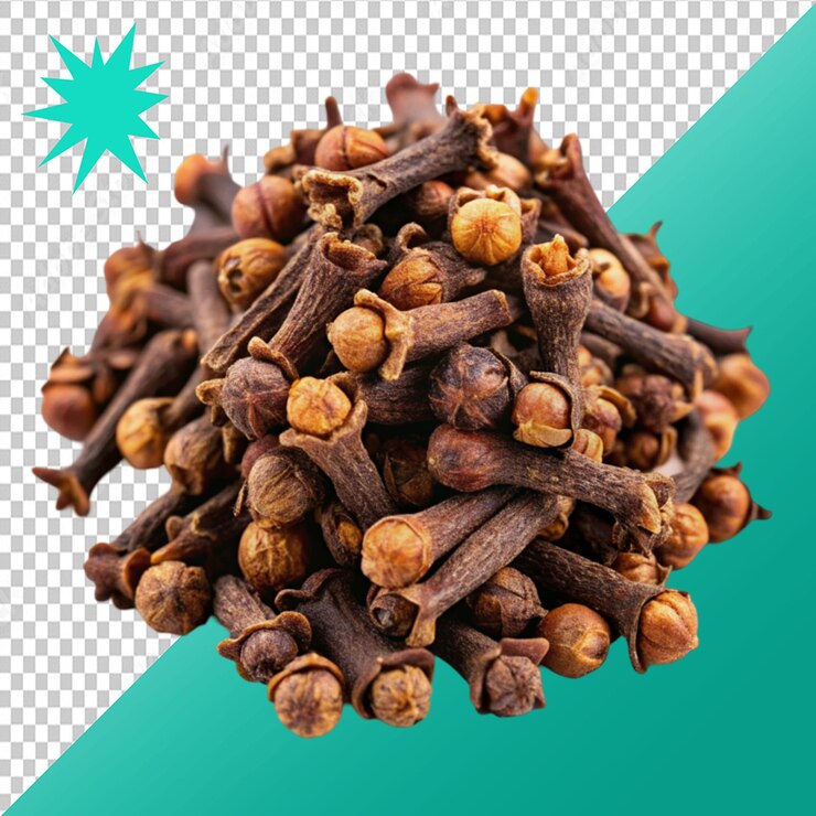 PSD set dried cloves on transparent background