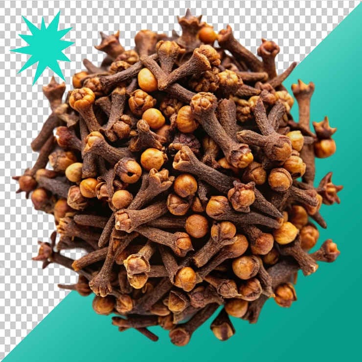PSD set dried cloves on transparent background