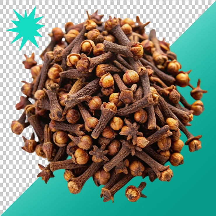 PSD set dried cloves on transparent background