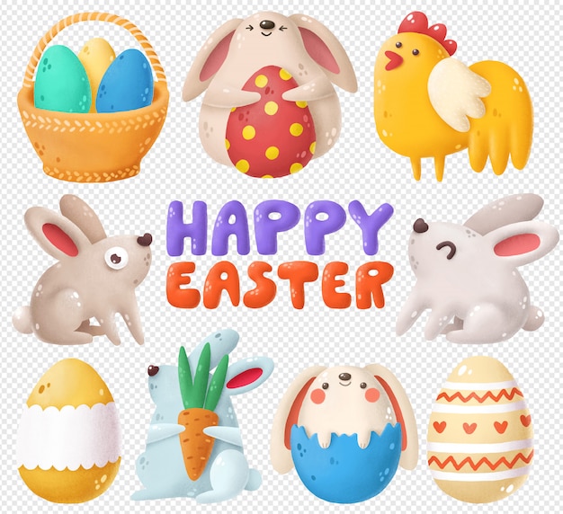 PSD set di clipart di pasqua