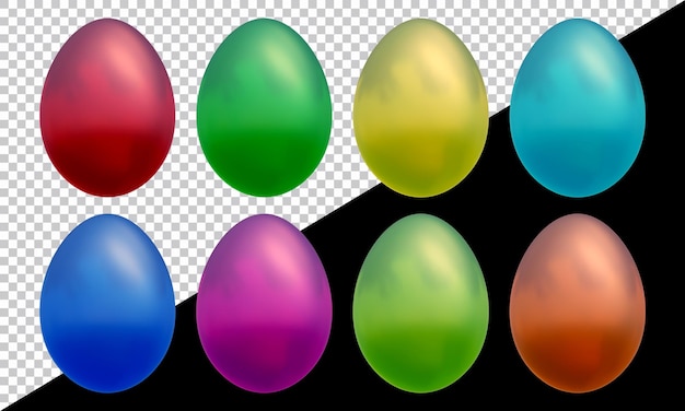 PSD set of egg shapes in 3d render