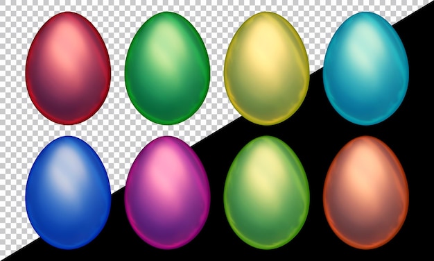 PSD set of egg shapes in 3d render