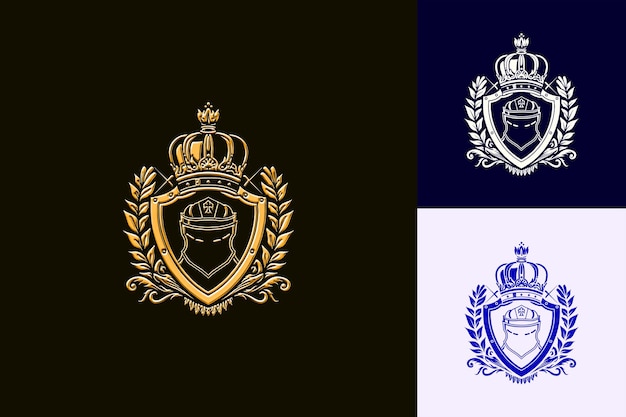 PSD a set of emblems for a navy and gold crown