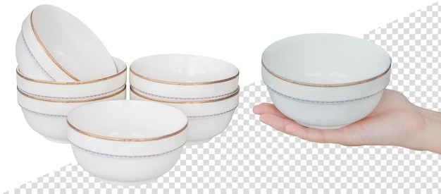 Set di tazze in ceramica grandi vuote. isolato dallo sfondo