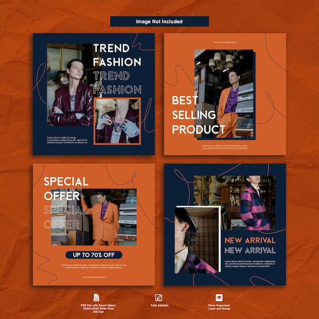 set of fashion minimalist design instagram post template