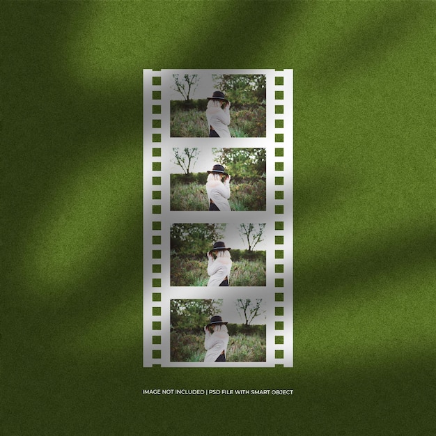 Set of film paper photo frame mockup and  background