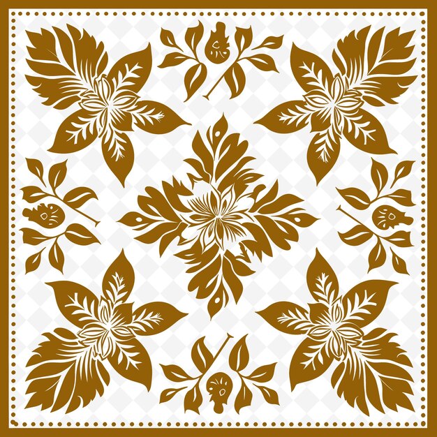 PSD a set of floral patterns in gold and brown