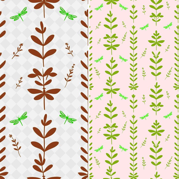 PSD a set of floral patterns with leaves and flowers