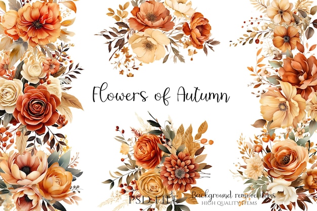 A set of flowers for the autumn season.