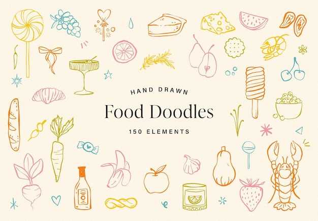 Set of Food Hand drawn Doodles