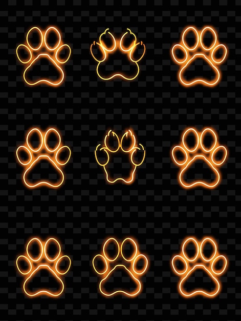 PSD set of footprints on a black background