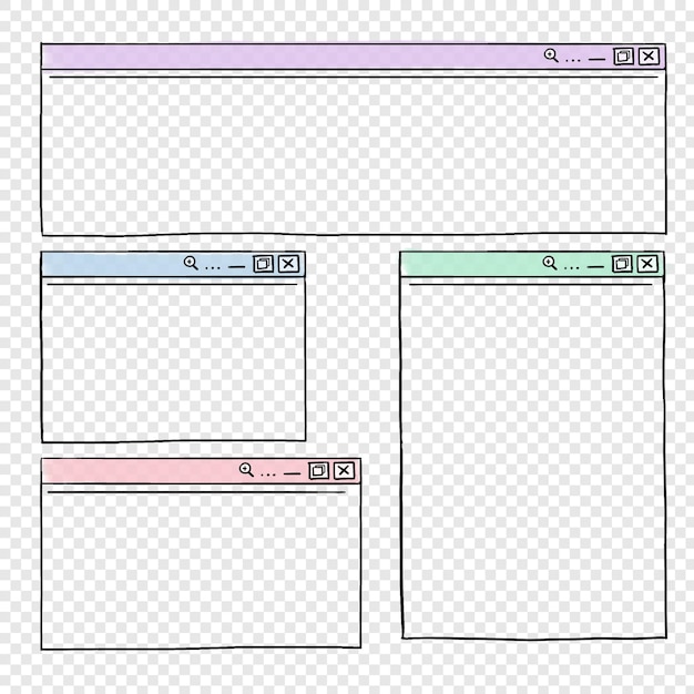 PSD set frames voor notities die eruit zien als geopende bestandsvensters