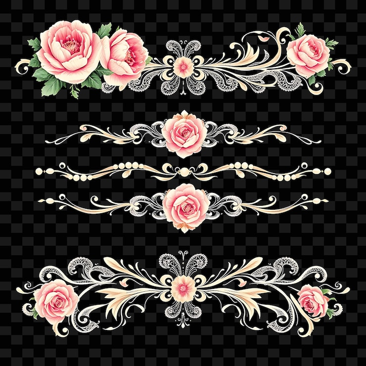 PSD a set of frames with roses and the words quot flowers quot on them