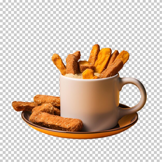 PSD set fried chicken and french fries isolated on transparent background