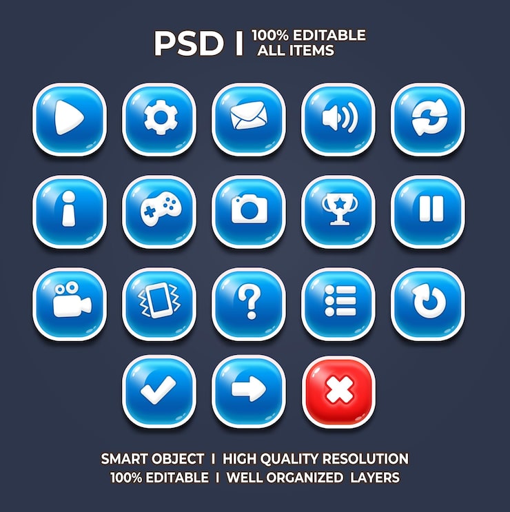 PSD 게임 ui 설정 게임 ui 버튼 게임 버튼 게임 ui psd 게임 ui 템플릿 게임 아이콘