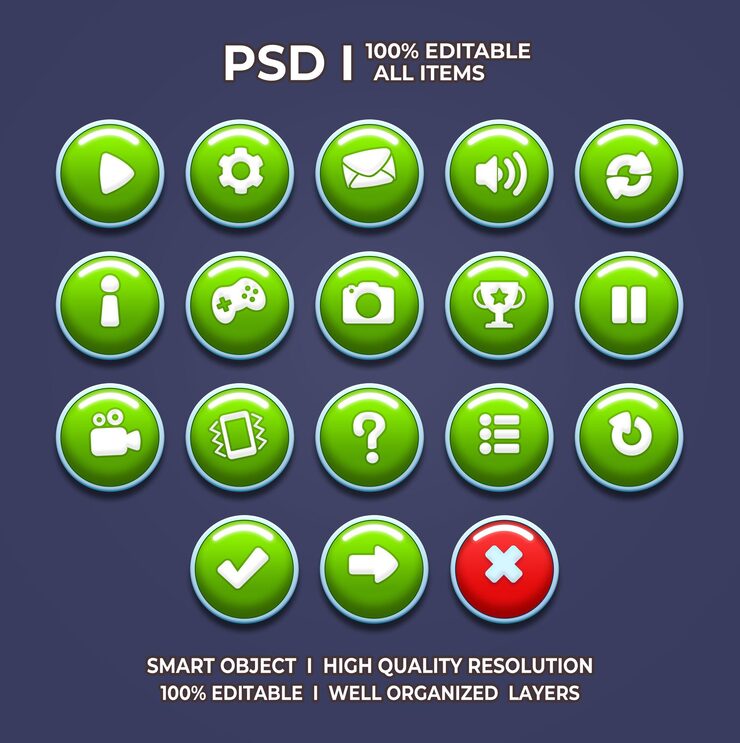 PSD set of game ui game ui set game ui button game button game ui psd game ui template game icon