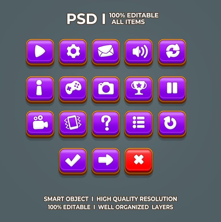 PSD набор игр ui game ui set game ui button game button game ui psd game ui template икона игры
