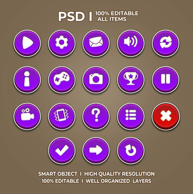 PSD 게임 ui 설정 게임 ui 버튼 게임 버튼 게임 ui psd 게임 ui 템플릿 게임 아이콘