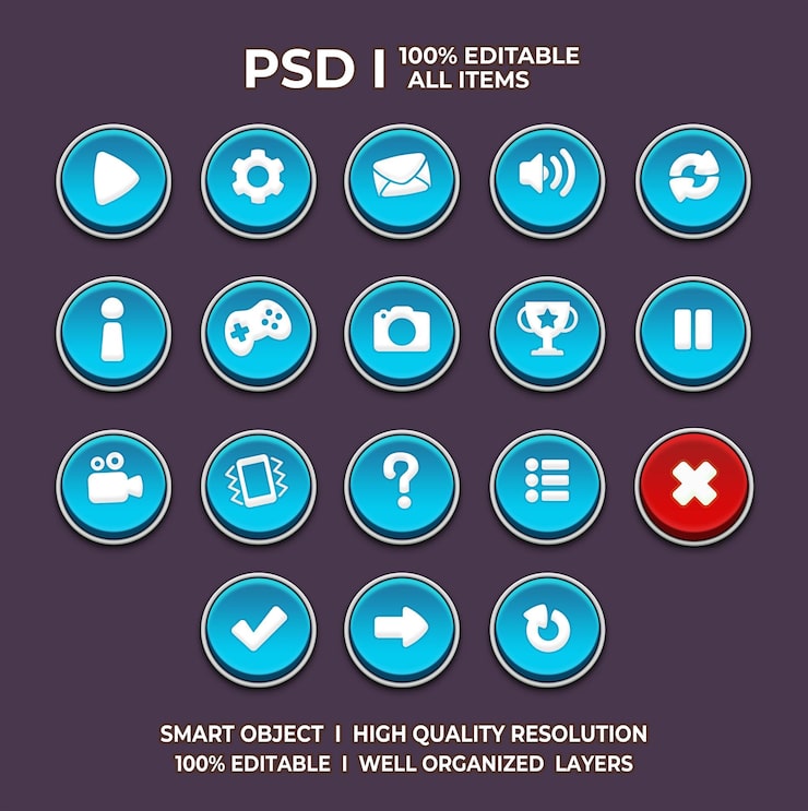 PSD 게임 ui 설정 게임 ui 버튼 게임 버튼 게임 ui psd 게임 ui 템플릿 게임 아이콘
