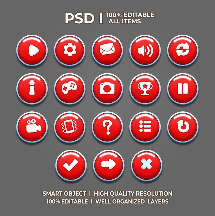 PSD набор игр ui game ui set game ui button game button game ui psd game ui template икона игры