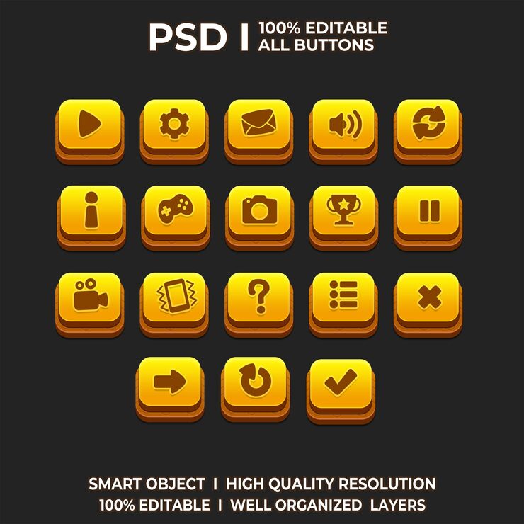 PSD set of game ui game ui set game ui button game button game ui psd game ui template game icon