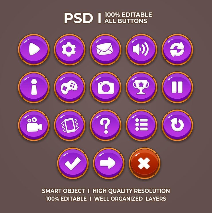 PSD 게임 ui 설정 게임 ui 버튼 게임 버튼 게임 ui psd 게임 ui 템플릿 게임 아이콘