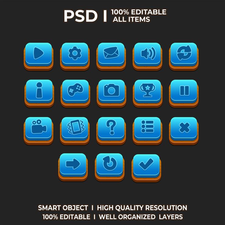 PSD набор игр ui game ui set game ui button game button game ui psd game ui template икона игры