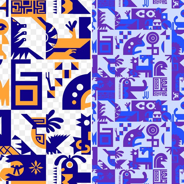 PSD a set of geometric patterns including a blue and white one