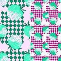 PSD a set of geometric patterns with green and pink flowers