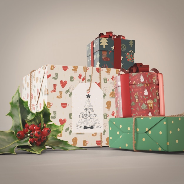 Set of gift collection for christmas mock-up