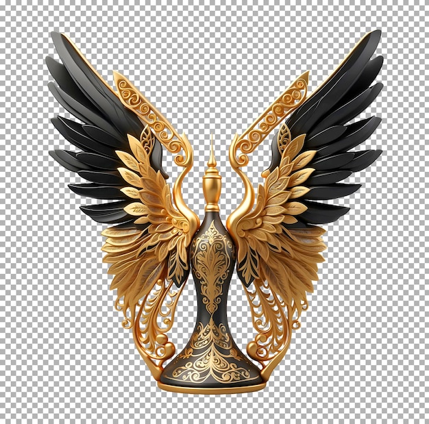 PSD a set of gold and black angel wings with a black wings