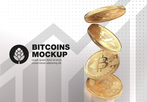 Set Golden Bitcoin Mockup