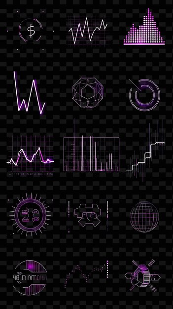 Una serie di elementi grafici con la parola grafico sullo sfondo nero