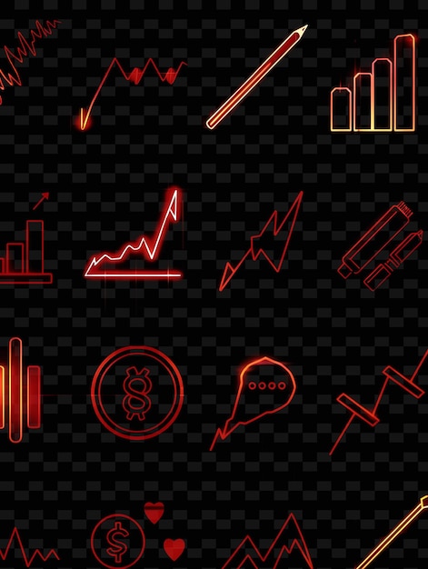 PSD a set of graphic illustrations with the word financial in red