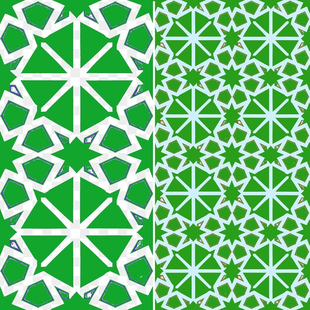 PSD a set of green and white geometric patterns with a green background