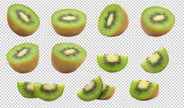 Set of half kiwi fruit and slice for your design