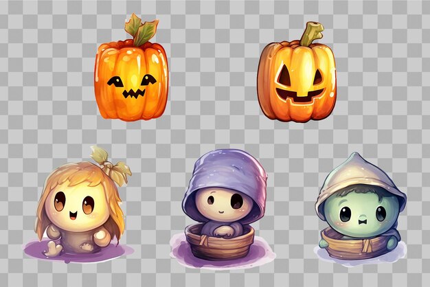 Set of halloween cartoon cute generated ai