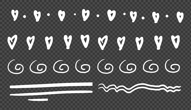 PSD 白い背景の心臓と巻きのセット