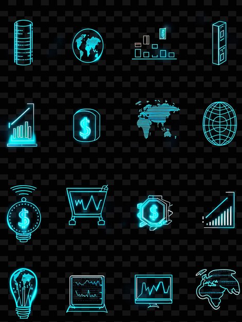 PSD a set of icons on a black background with the words  business  on the bottom