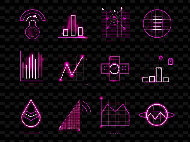 PSD a set of icons with a chart and a logo of business icons